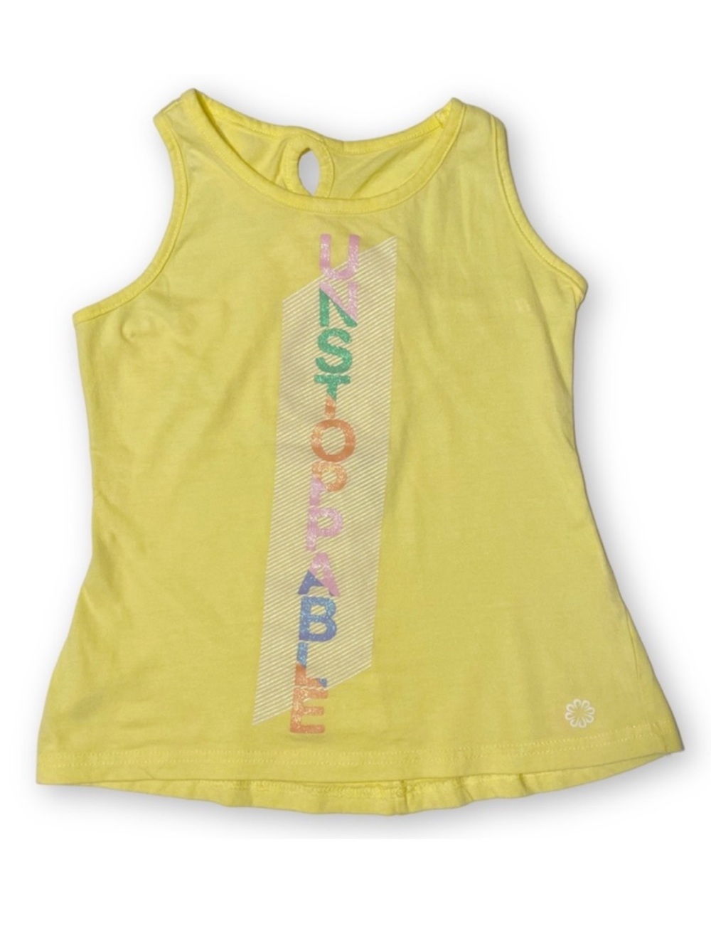 PRO PLAYER Girls 7/8 Yellow Unstoppable Graphic Criss Cross Back Tank Top